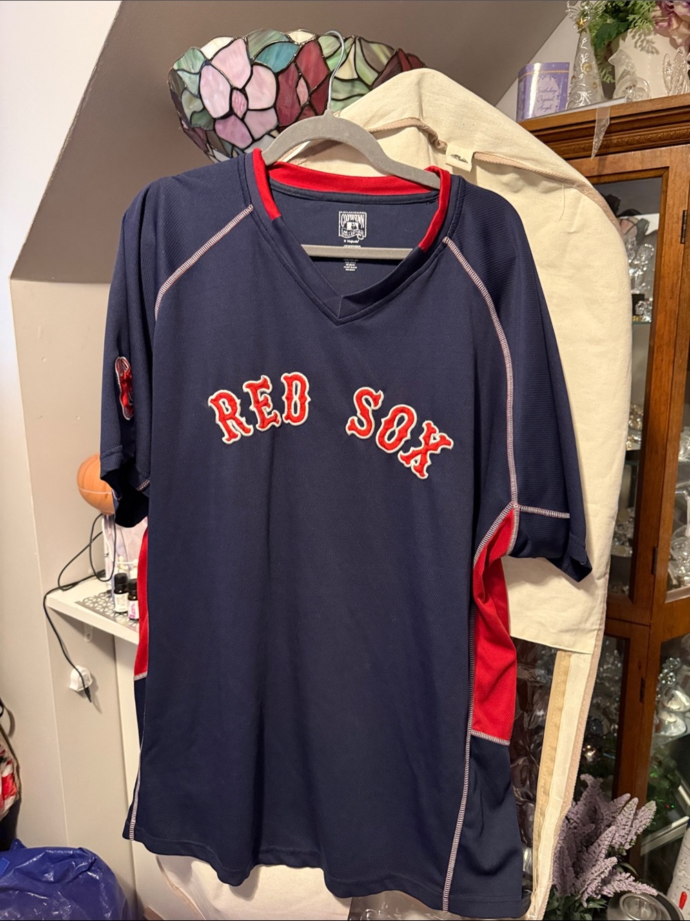 Majestic Navy and Red Red Sox Jersey